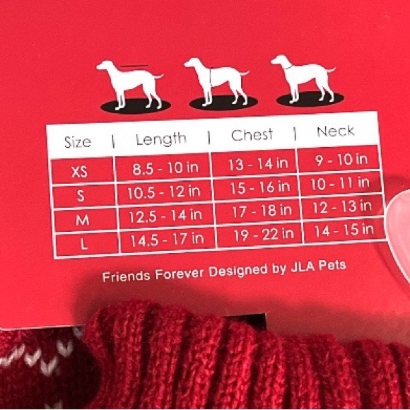 Friends Forever Snowflakes and Reindeers Pet Sweater Red White Size XSmall - Picture 4 of 8